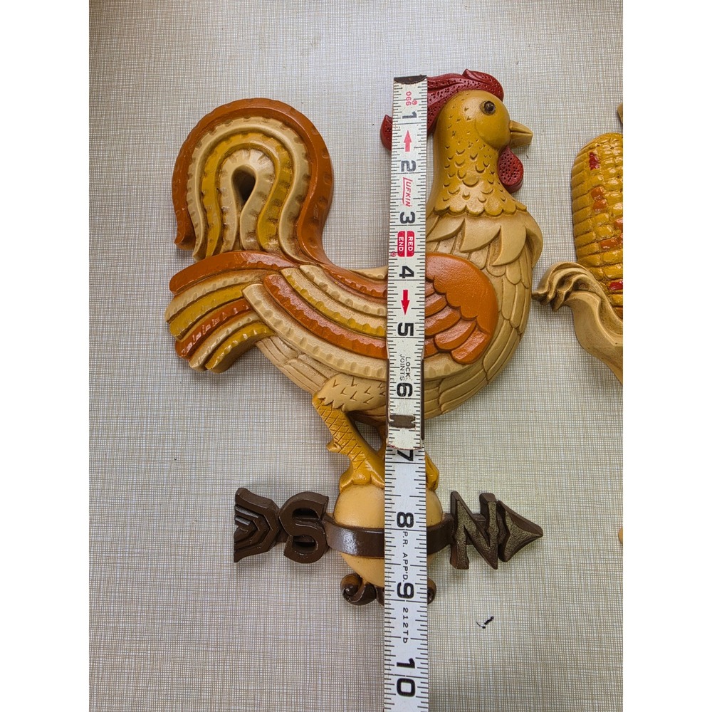 Vintage 1981 Burwood Products Rooster and Corn Wall Hanging Set Made in USA 2500 - Picture 2 of 7
